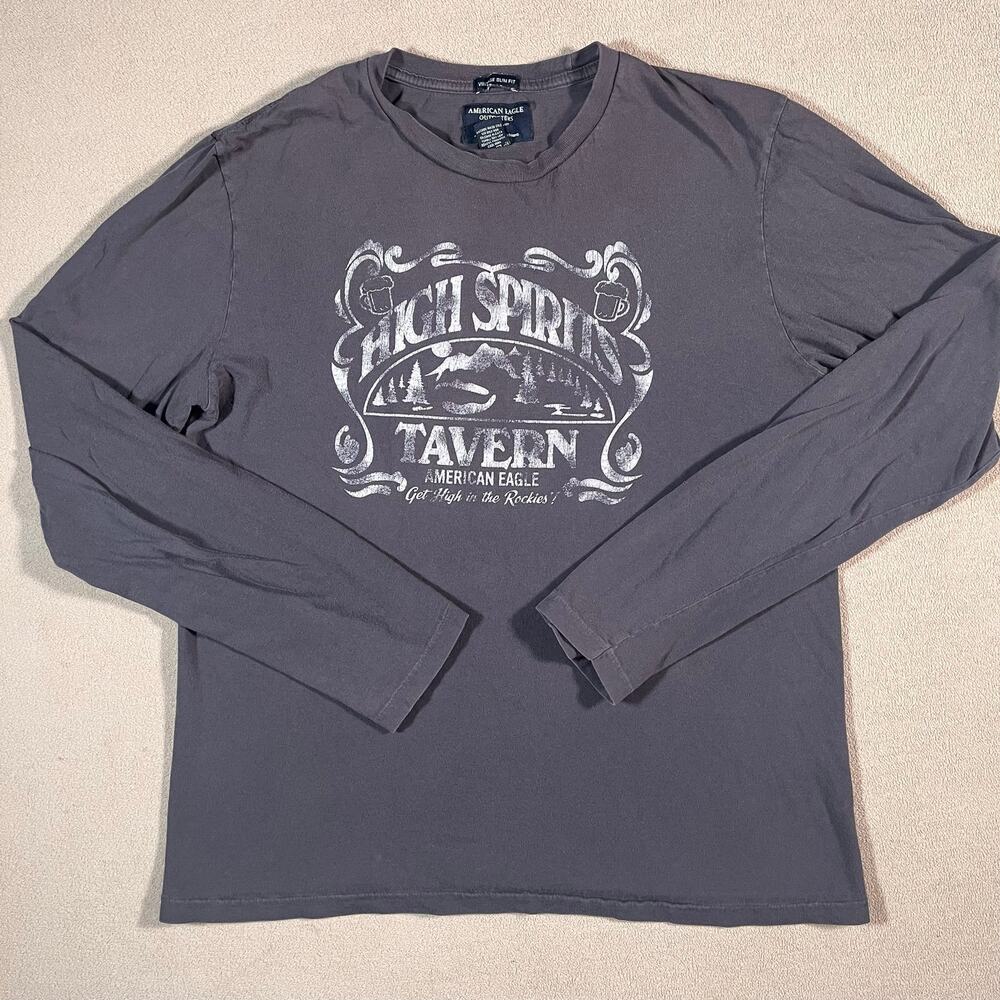 Vintage 90s Y2K Men's American Eagle Grunge Single Stitch Graphic Tee Silm Fit M